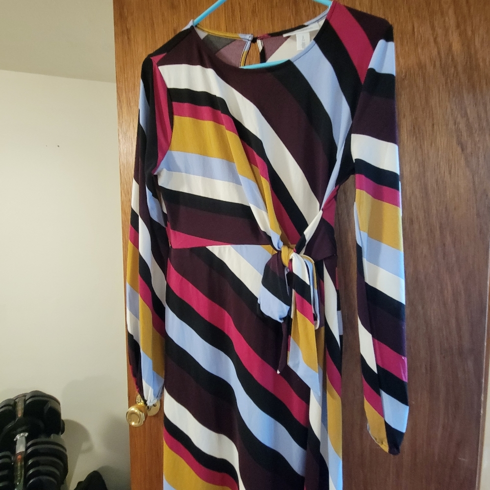 Motherhood maternity striped side tie dress, small, NWT